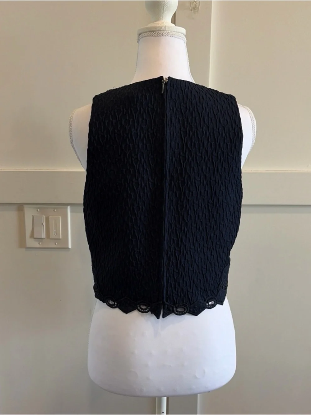 Rebecca Taylor Navy Blue Crepe Blouse- $325 MSRP - Hidden Back Zip - Picture 4 of 9